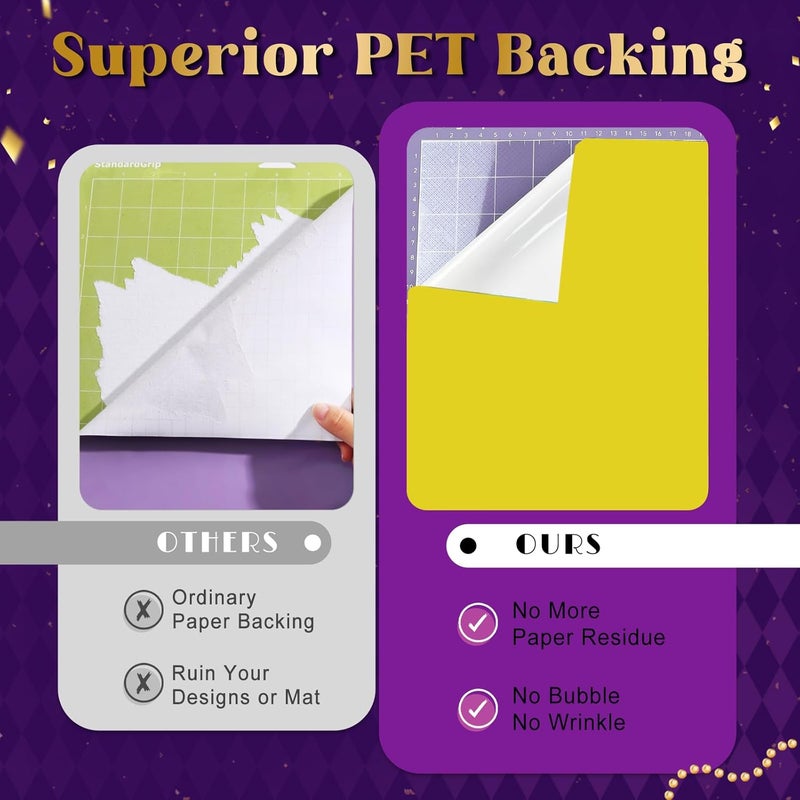 Tintnut Mardi Gras Permanent Vinyl - 16 Sheets 12"x10" Vintage Color Shrove Tuesday Adhesive Sheets Multicolored Permanent Adhesive Vinyl for Cutting Machine, Home Decor Self Sticker - Image 4